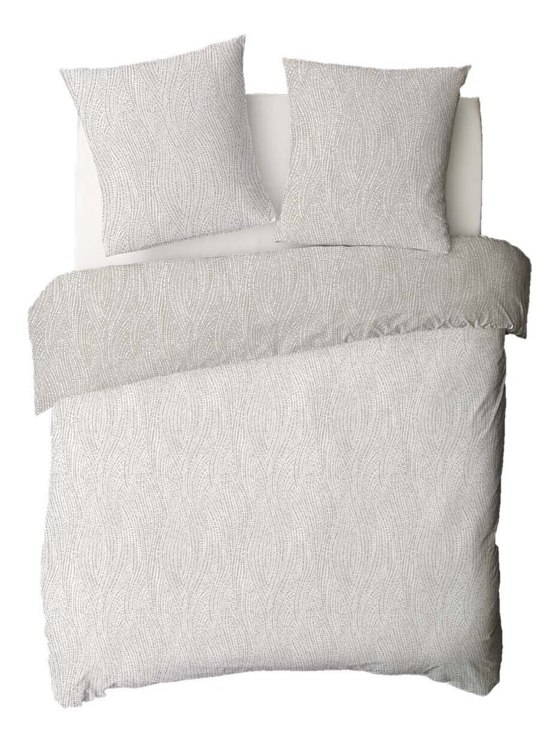 Future Home - Parure de lit 2 personnes en coton 57 fils imprimé beige Beige - Kiabi