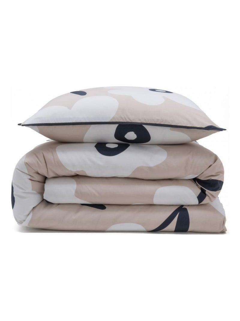 Future Home - Parure de lit 2 personnes en coton 57 fils imprimé beige Beige - Kiabi