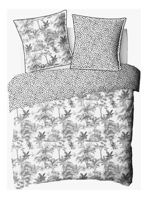 Future Home - Parure de lit 2 personnes en coton 57 fils imprimé blanc - Kiabi
