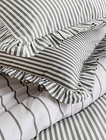 Future Home - Parure de lit 2 personnes en coton 57 fils imprimé blanc