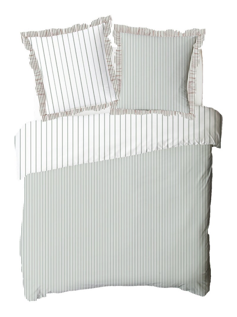 Future Home - Parure de lit 2 personnes en coton 57 fils imprimé blanc Vert - Kiabi