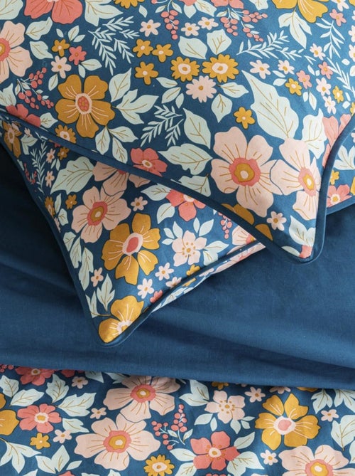 Future Home - Parure de lit 2 personnes en coton 57 fils imprimé bleu - Kiabi