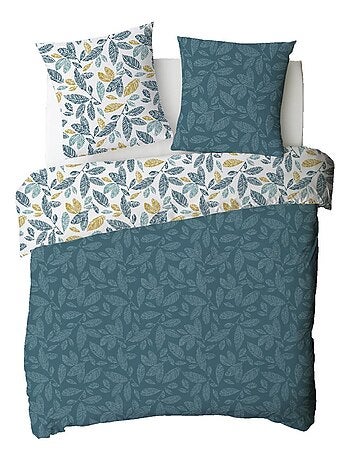 Future Home - Parure de lit 2 personnes en coton 57 fils imprimé bleu