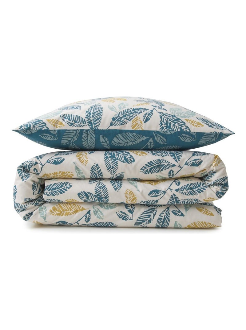 Future Home - Parure de lit 2 personnes en coton 57 fils imprimé bleu Bleu - Kiabi