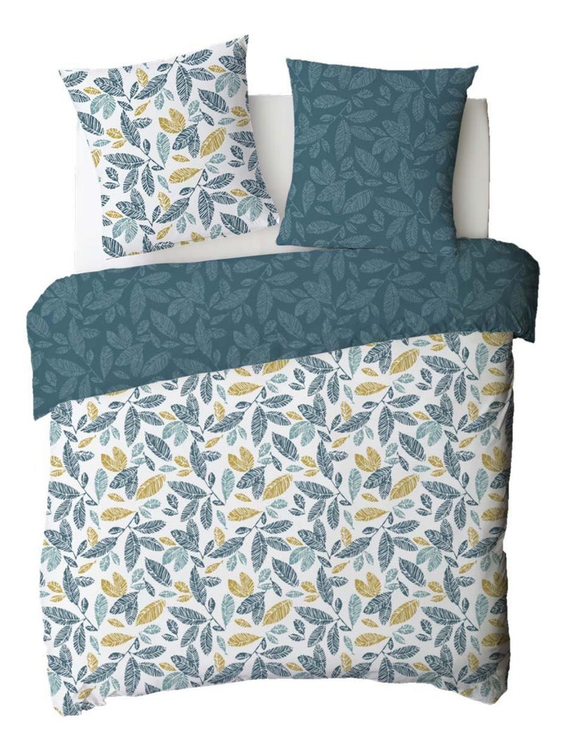 Future Home - Parure de lit 2 personnes en coton 57 fils imprimé bleu Bleu - Kiabi
