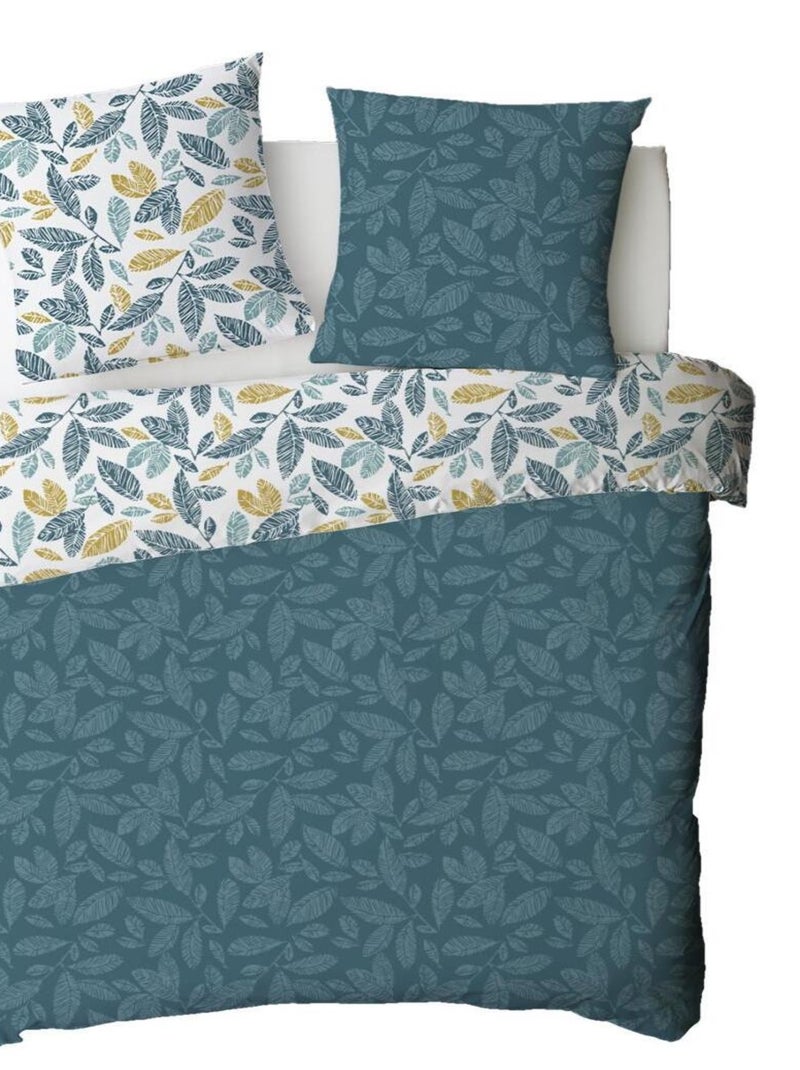 Future Home - Parure de lit 2 personnes en coton 57 fils imprimé bleu Bleu - Kiabi