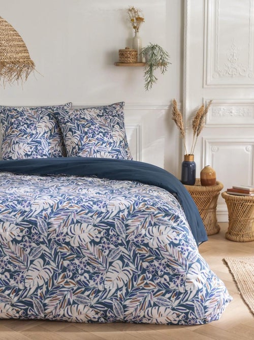 Future Home - Parure de lit 2 personnes en coton 57 fils imprimé bleu - Kiabi