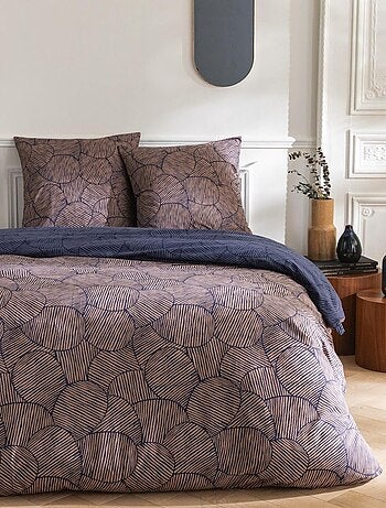 Future Home - Parure de lit 2 personnes en percale 70 fils imprimé bleu -  Bleu - Kiabi - 49.99€