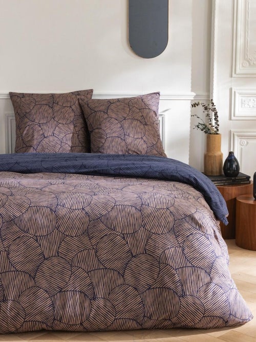 Future Home - Parure de lit 2 personnes en coton 57 fils imprimé bleu - Kiabi
