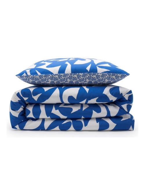 Future Home - Parure de lit 2 personnes en coton 57 fils imprimé bleu - Kiabi