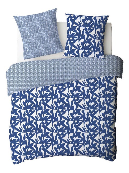 Future Home - Parure de lit 2 personnes en coton 57 fils imprimé bleu - Kiabi