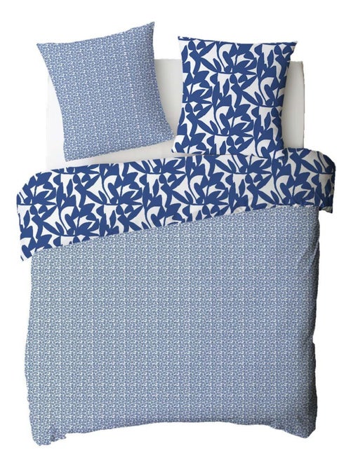 Future Home - Parure de lit 2 personnes en coton 57 fils imprimé bleu - Kiabi