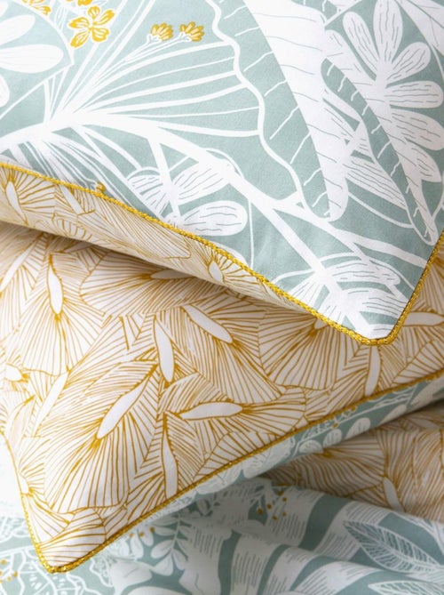 Future Home - Parure de lit 2 personnes en coton 57 fils imprimé bleu - Kiabi