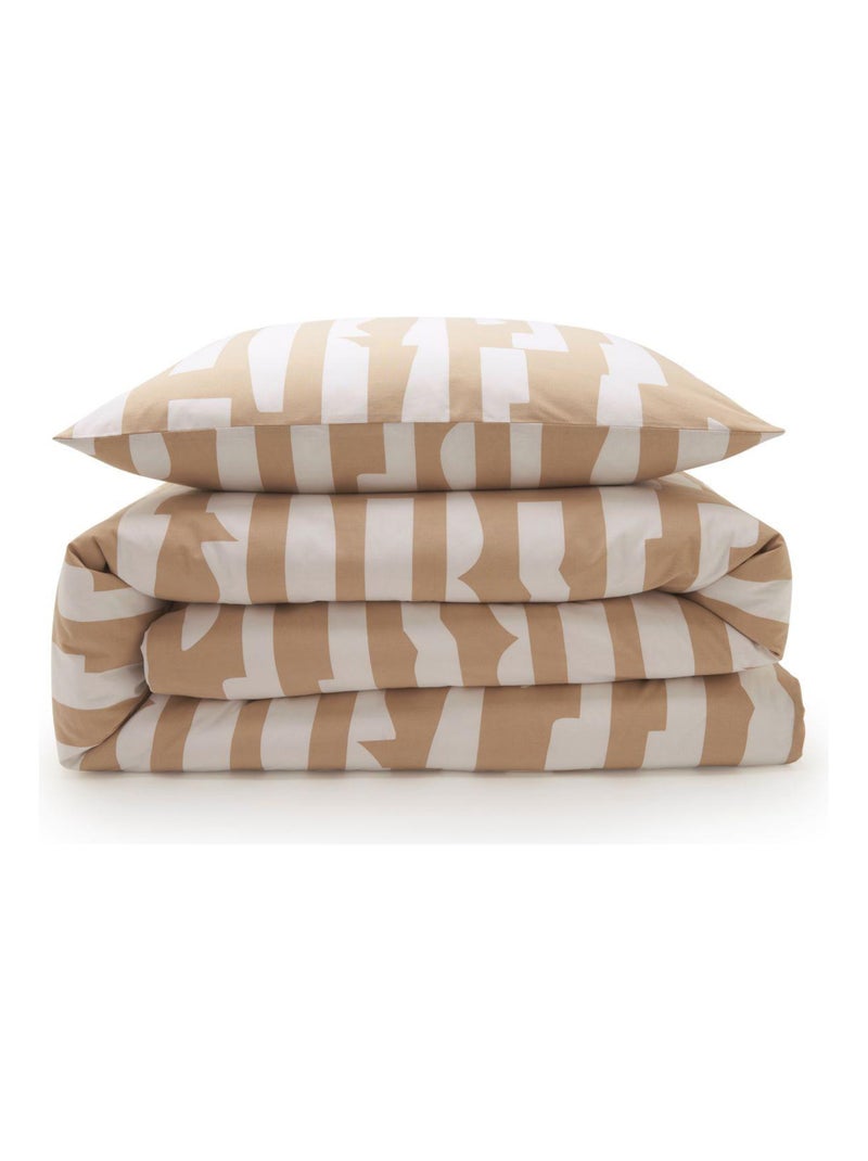 Future home - parure de lit 2 personnes en coton 57 fils imprimé camel Beige - Kiabi