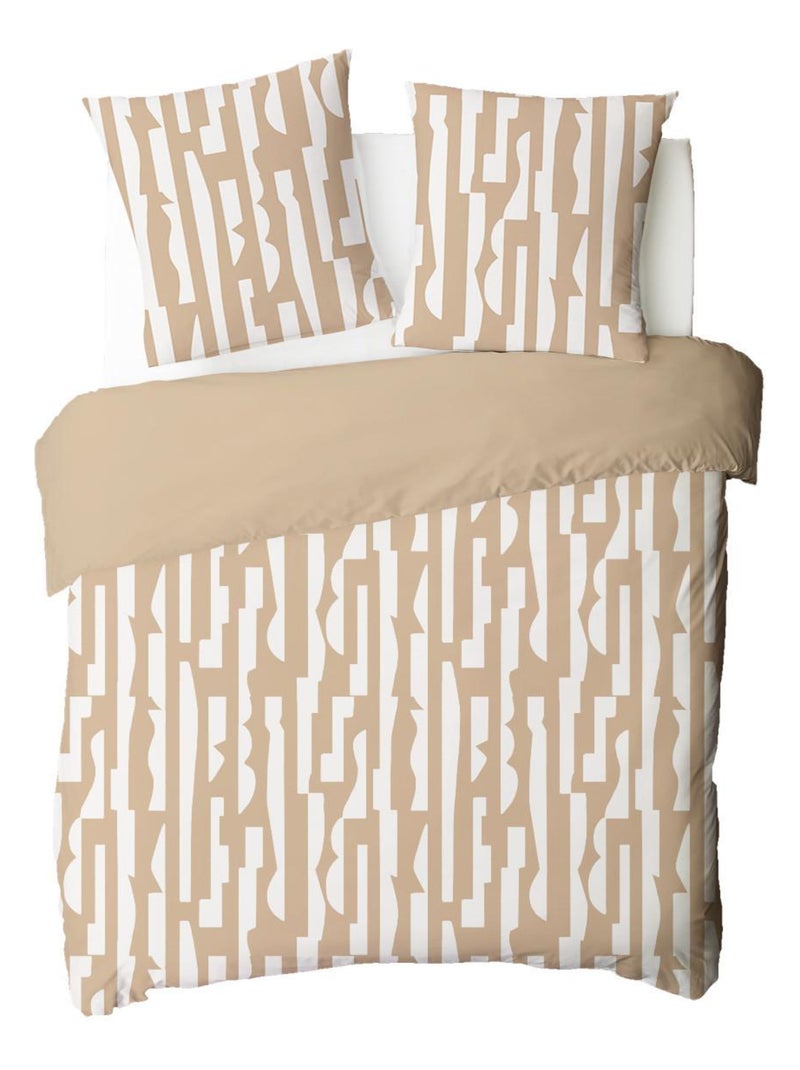 Future home - parure de lit 2 personnes en coton 57 fils imprimé camel Beige - Kiabi