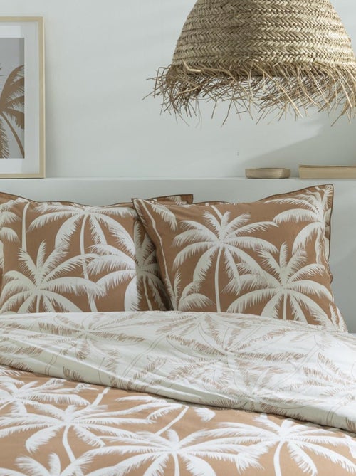 Future Home - Parure de lit 2 personnes en coton 57 fils imprimé camel - Kiabi