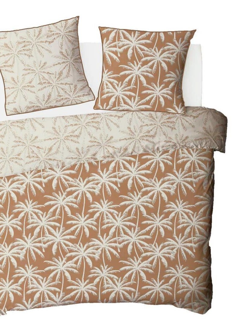 Future Home - Parure de lit 2 personnes en coton 57 fils imprimé camel Marron - Kiabi