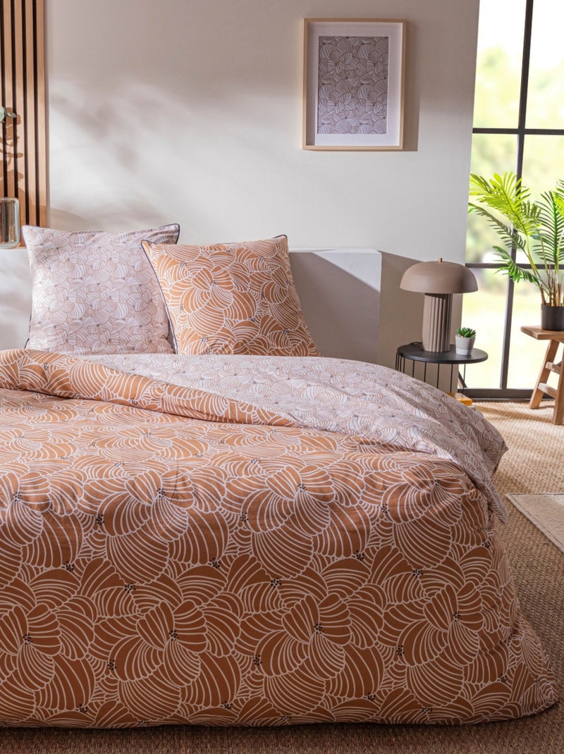 Future Home - Parure de lit 2 personnes en coton 57 fils imprimé camel Marron caramel - Kiabi