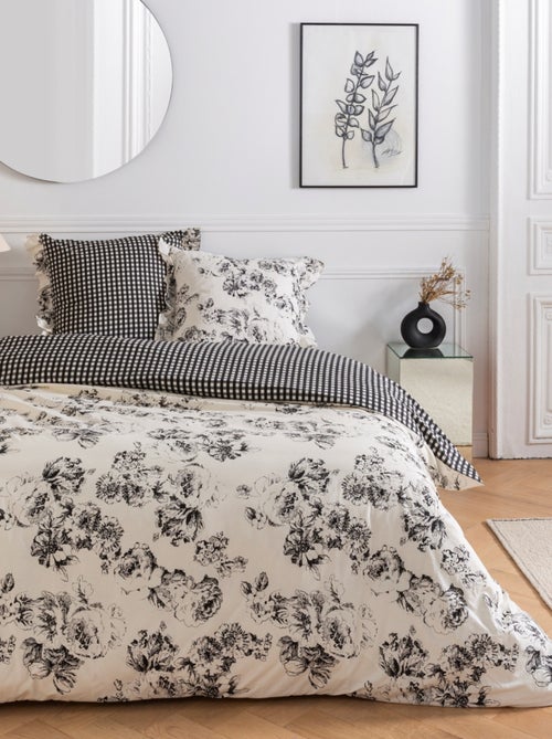 Future Home - Parure de lit 2 personnes en coton 57 fils imprimé ecru - Kiabi