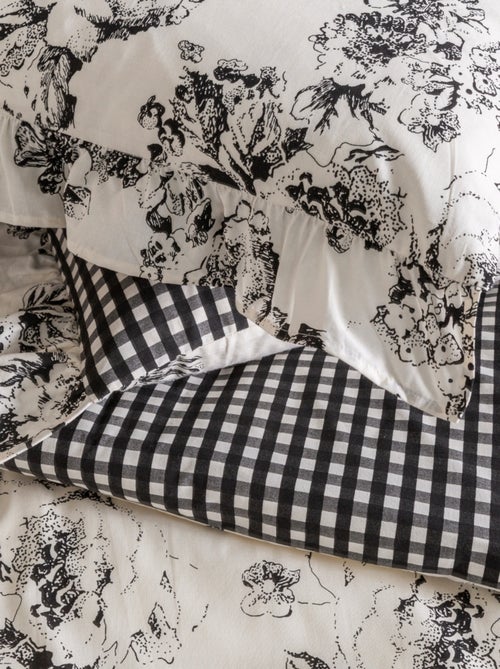 Future Home - Parure de lit 2 personnes en coton 57 fils imprimé ecru - Kiabi