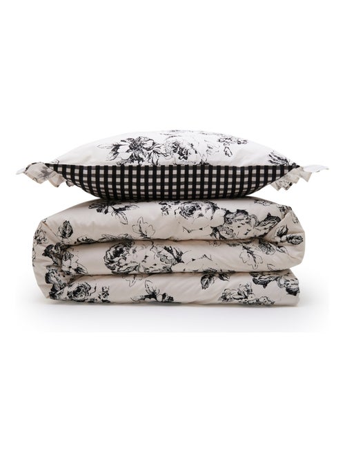 Future Home - Parure de lit 2 personnes en coton 57 fils imprimé ecru - Kiabi