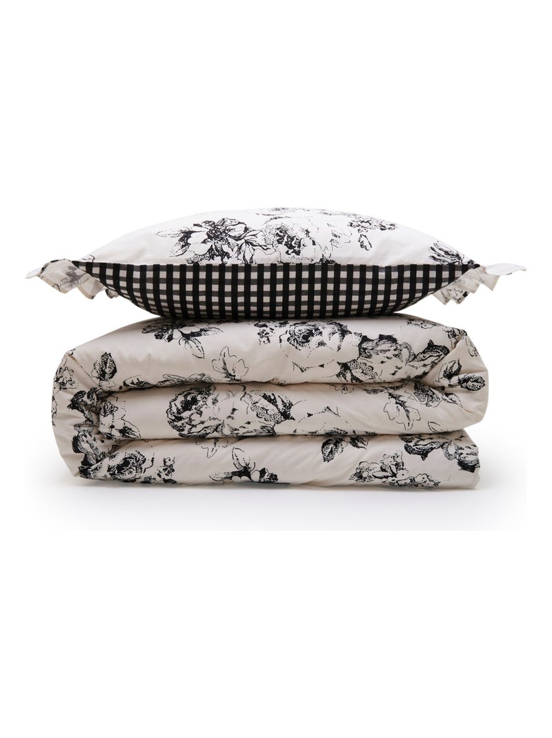 Future Home - Parure de lit 2 personnes en coton 57 fils imprimé ecru Ecru - Kiabi