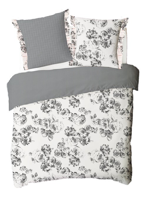 Future Home - Parure de lit 2 personnes en coton 57 fils imprimé ecru - Kiabi