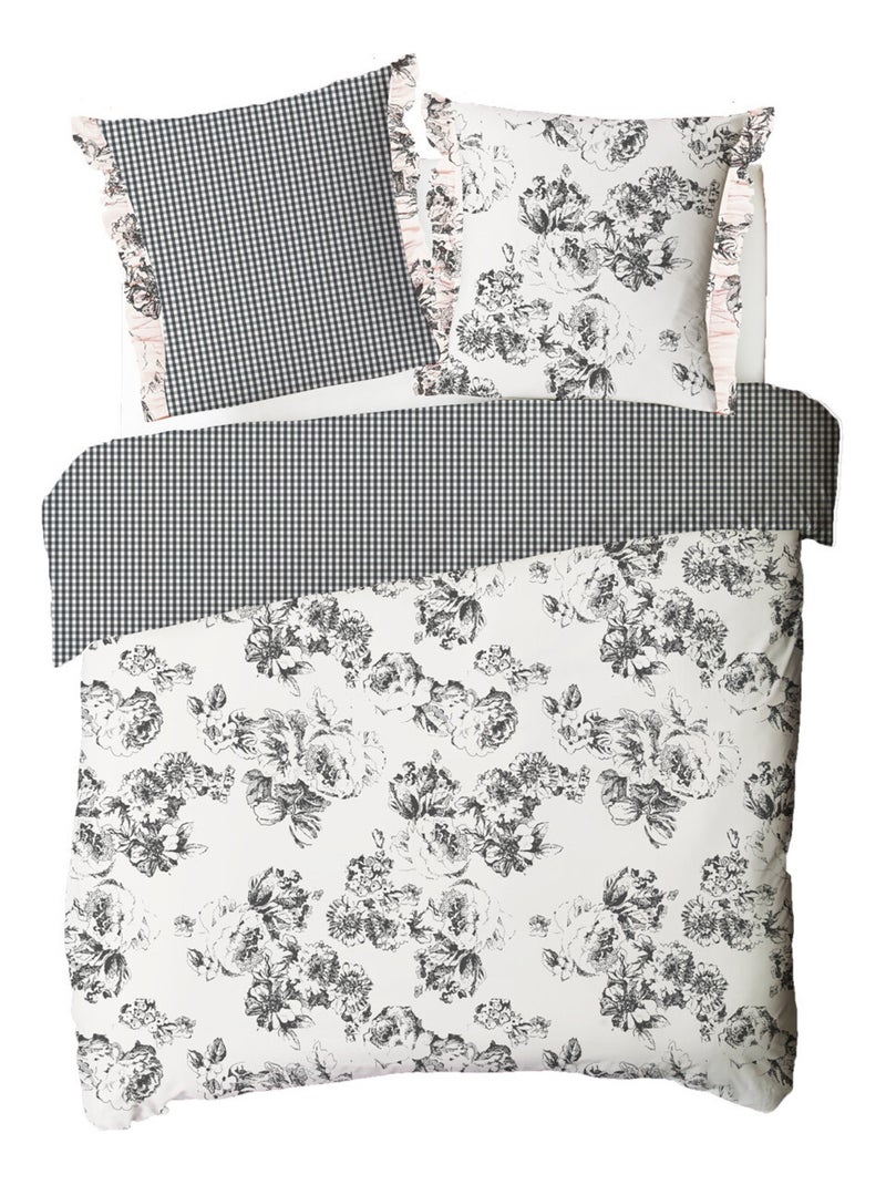 Future Home - Parure de lit 2 personnes en coton 57 fils imprimé ecru Ecru - Kiabi