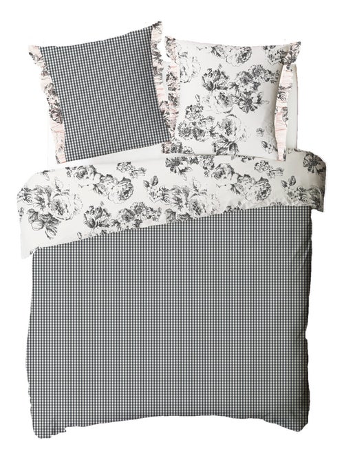 Future Home - Parure de lit 2 personnes en coton 57 fils imprimé ecru - Kiabi