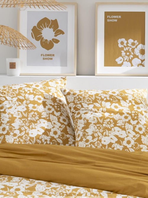 Future Home - Parure de lit 2 personnes en coton 57 fils imprimé miel - Kiabi