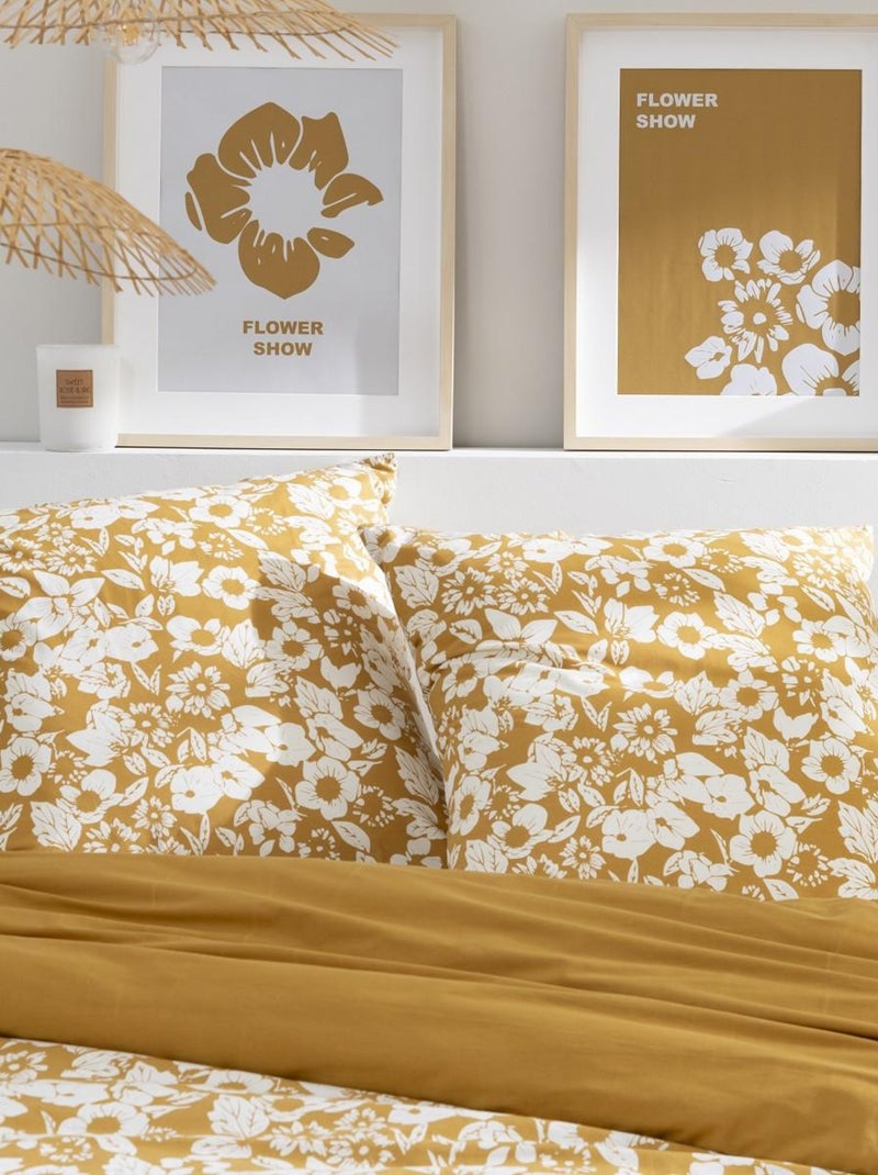 Future Home - Parure de lit 2 personnes en coton 57 fils imprimé miel Jaune - Kiabi
