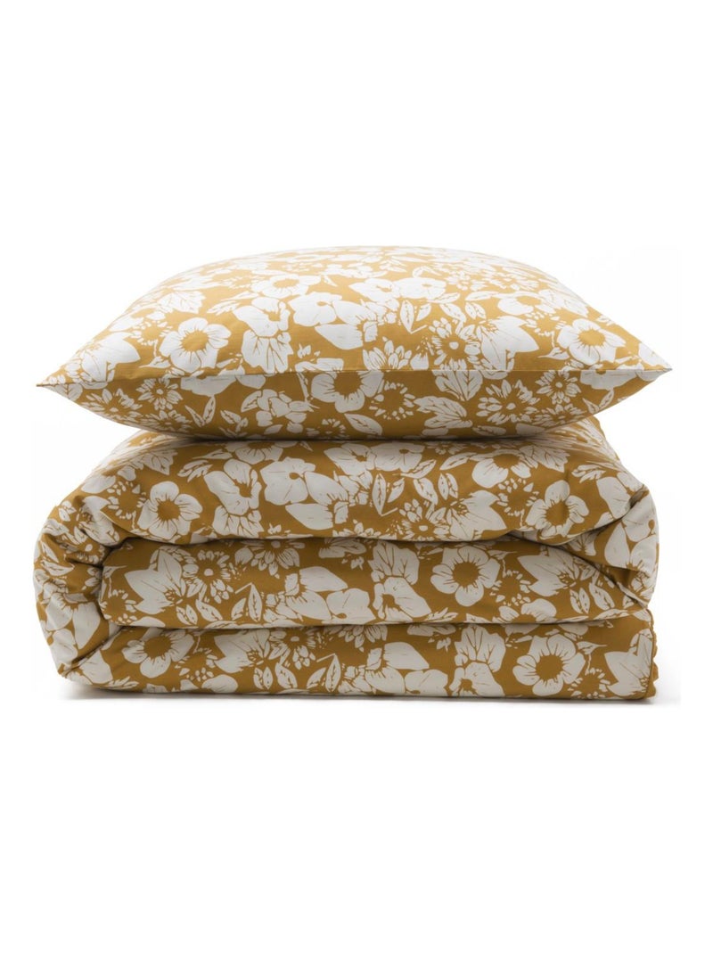 Future Home - Parure de lit 2 personnes en coton 57 fils imprimé miel Jaune - Kiabi