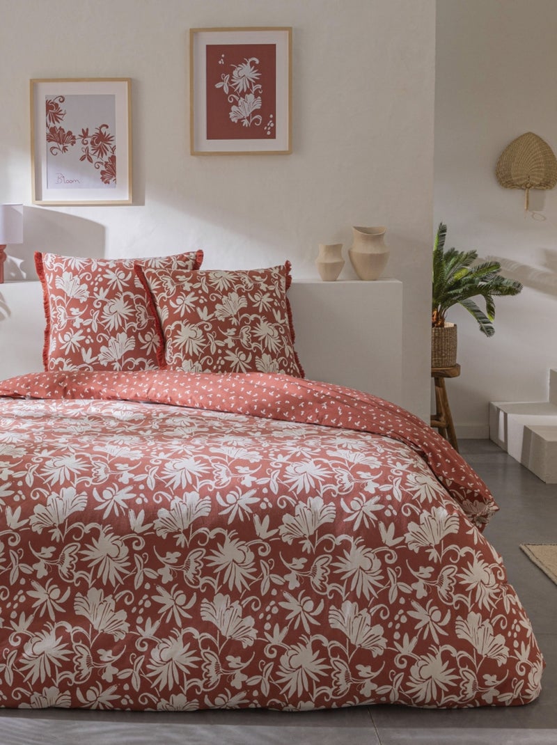 Future Home - Parure de lit 2 personnes en coton 57 fils imprimé terracotta Rouge brique - Kiabi