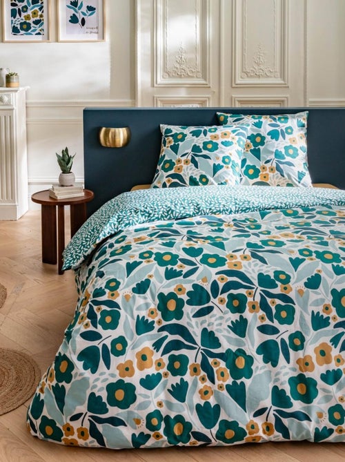 Future Home - Parure de lit 2 personnes en coton 57 fils imprimé vert - Kiabi
