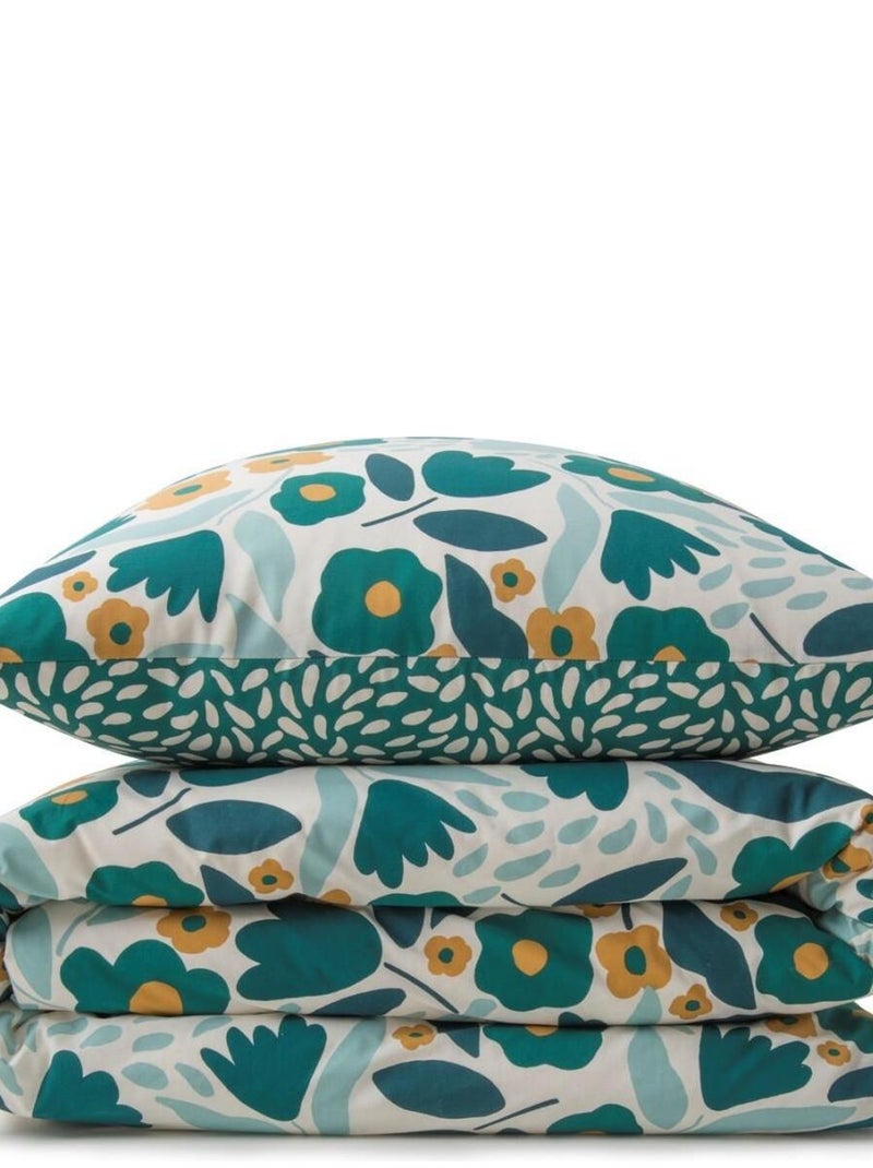 Future Home - Parure de lit 2 personnes en coton 57 fils imprimé vert Vert - Kiabi