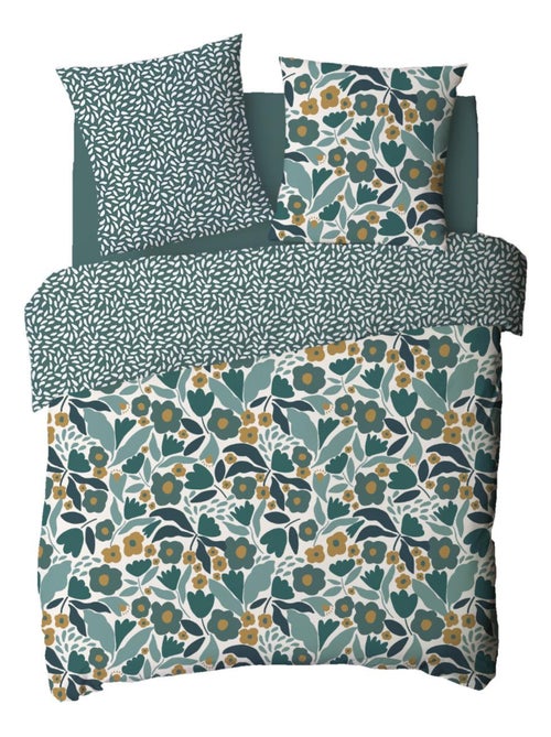 Future Home - Parure de lit 2 personnes en coton 57 fils imprimé vert - Kiabi