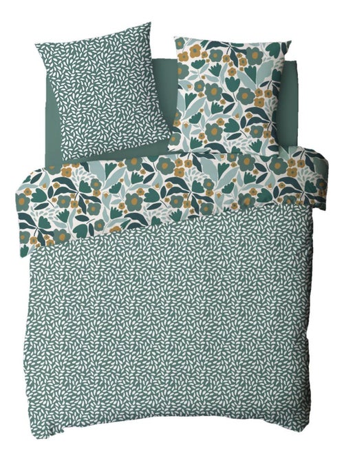 Future Home - Parure de lit 2 personnes en coton 57 fils imprimé vert - Kiabi