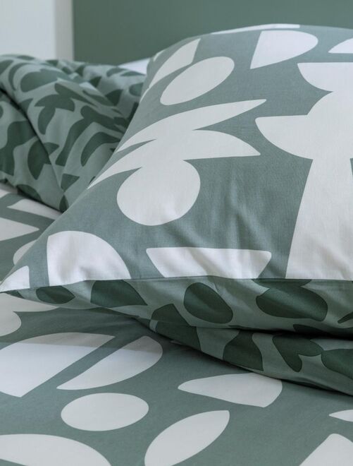 Future Home - Parure de lit 2 personnes en coton 57 fils imprimé vert - Kiabi