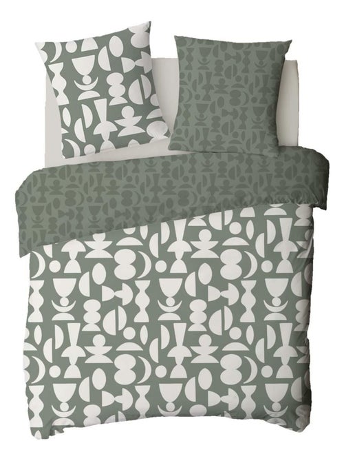 Future Home - Parure de lit 2 personnes en coton 57 fils imprimé vert - Kiabi