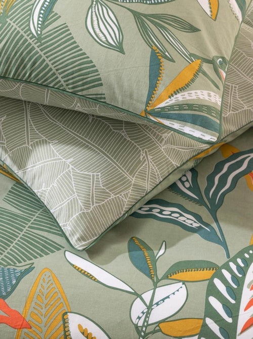 Future Home - Parure de lit 2 personnes en coton 57 fils imprimé vert - Kiabi