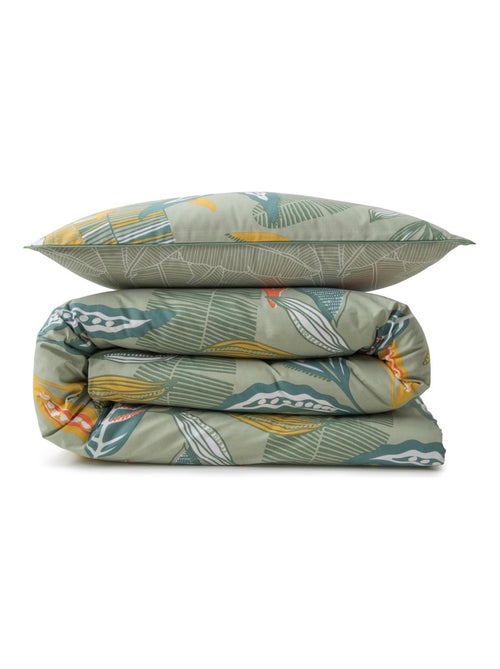 Future Home - Parure de lit 2 personnes en coton 57 fils imprimé vert - Kiabi
