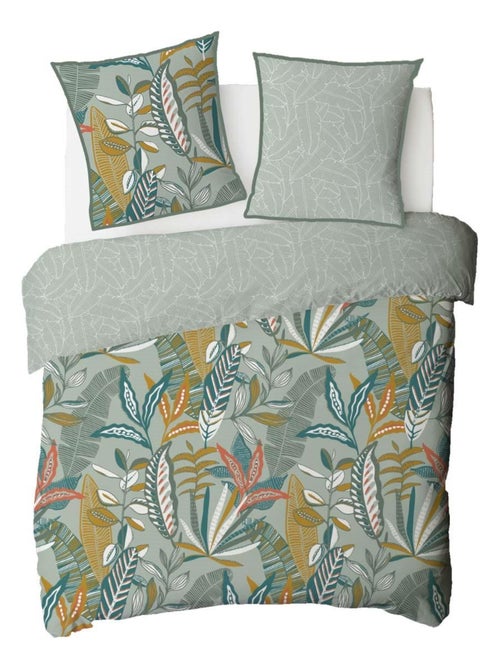 Future Home - Parure de lit 2 personnes en coton 57 fils imprimé vert - Kiabi