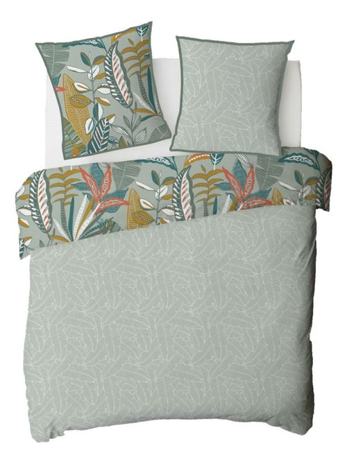 Future Home - Parure de lit 2 personnes en coton 57 fils imprimé vert - Kiabi