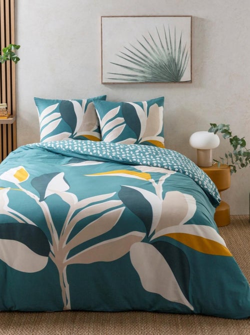 Future Home - Parure de lit 2 personnes en coton 57 fils imprimé vert - Kiabi