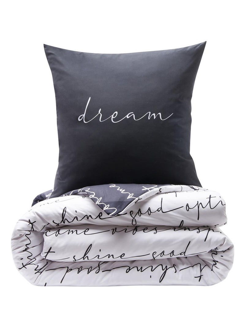 Future Home - Parure de lit 2 personnes en microfibre Noir - Kiabi