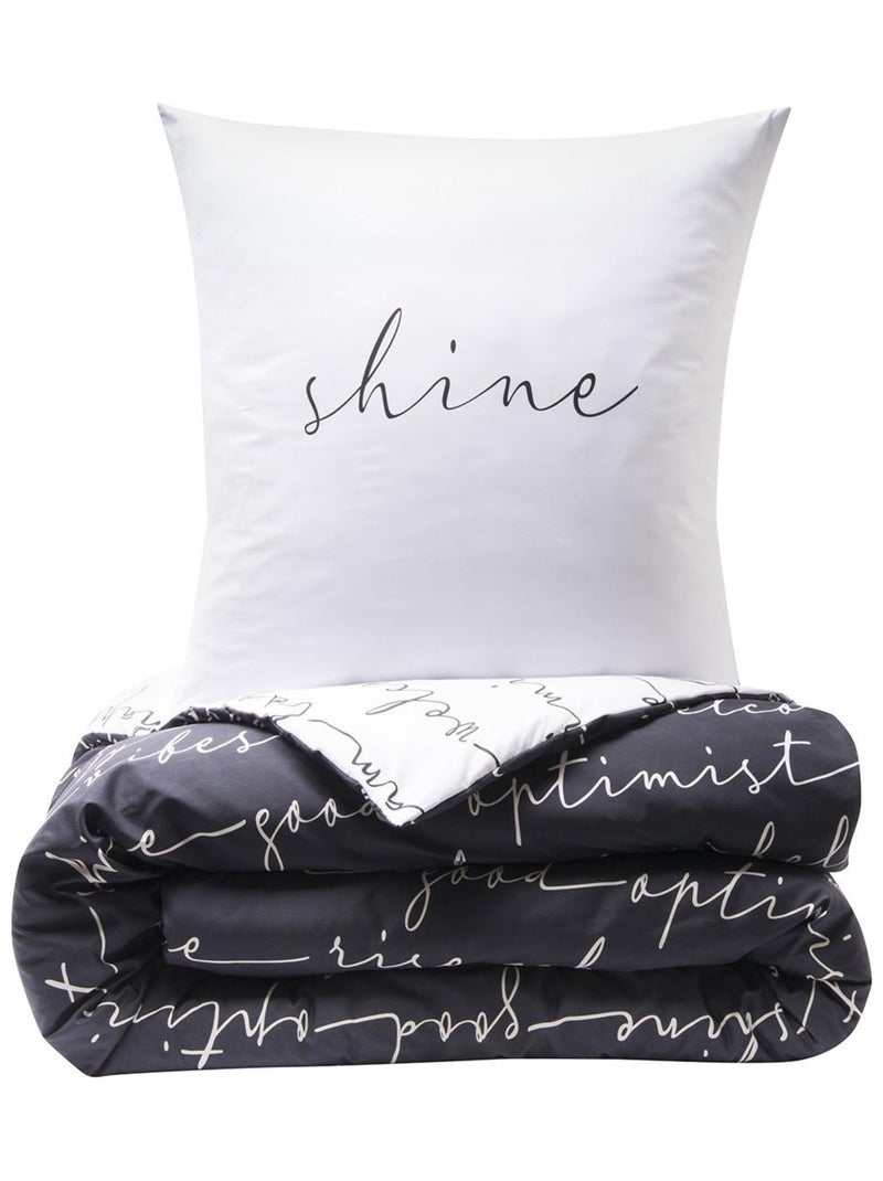 Future Home - Parure de lit 2 personnes en microfibre Noir - Kiabi