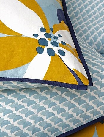 Future Home - Parure de lit 2 personnes en percale 70 fils imprimé bleu