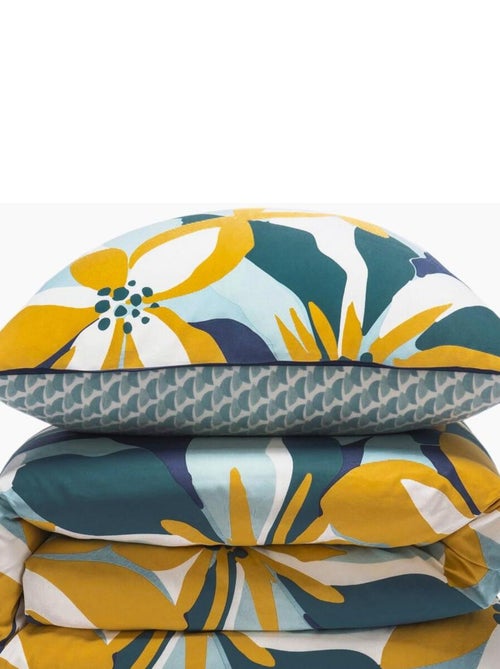 Future Home - Parure de lit 2 personnes en percale 70 fils imprimé bleu - Kiabi