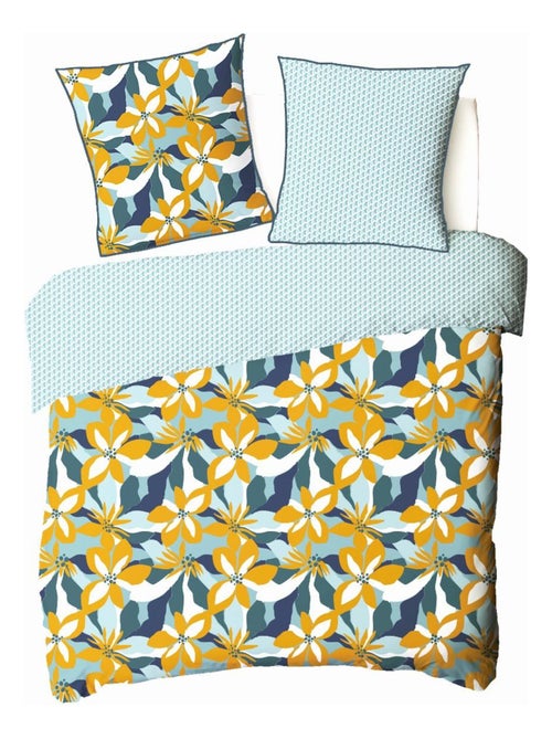 Future Home - Parure de lit 2 personnes en percale 70 fils imprimé bleu - Kiabi