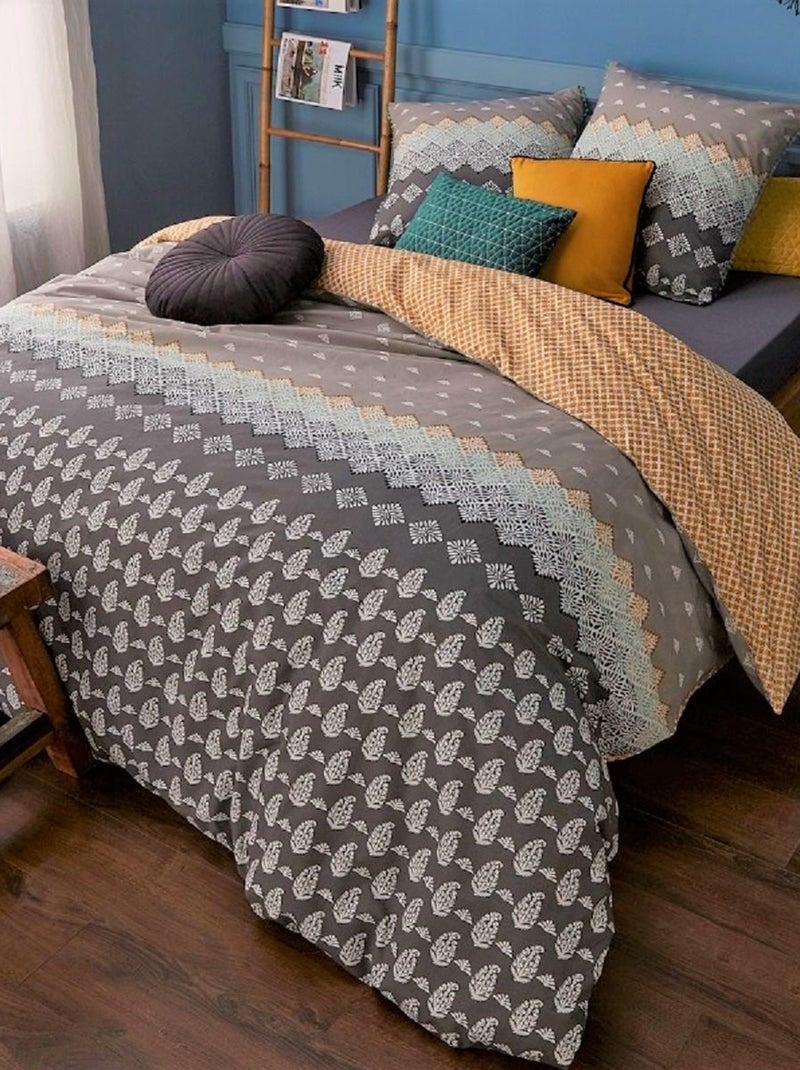 Future Home - Parure de lit 2 personnes en percale 70 fils imprimé marron Marron - Kiabi